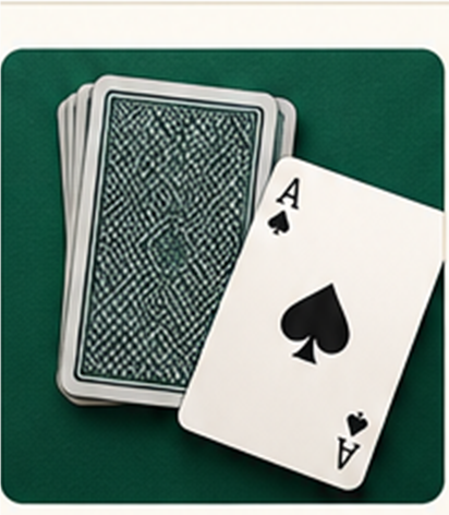 Playing cards on a green table representing simulated blackjack practice only.